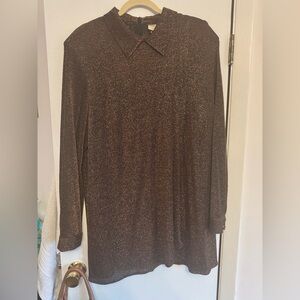 Elisabeth by Liz Claiborne Vintage Metallic Long Sleeve Dress with collar